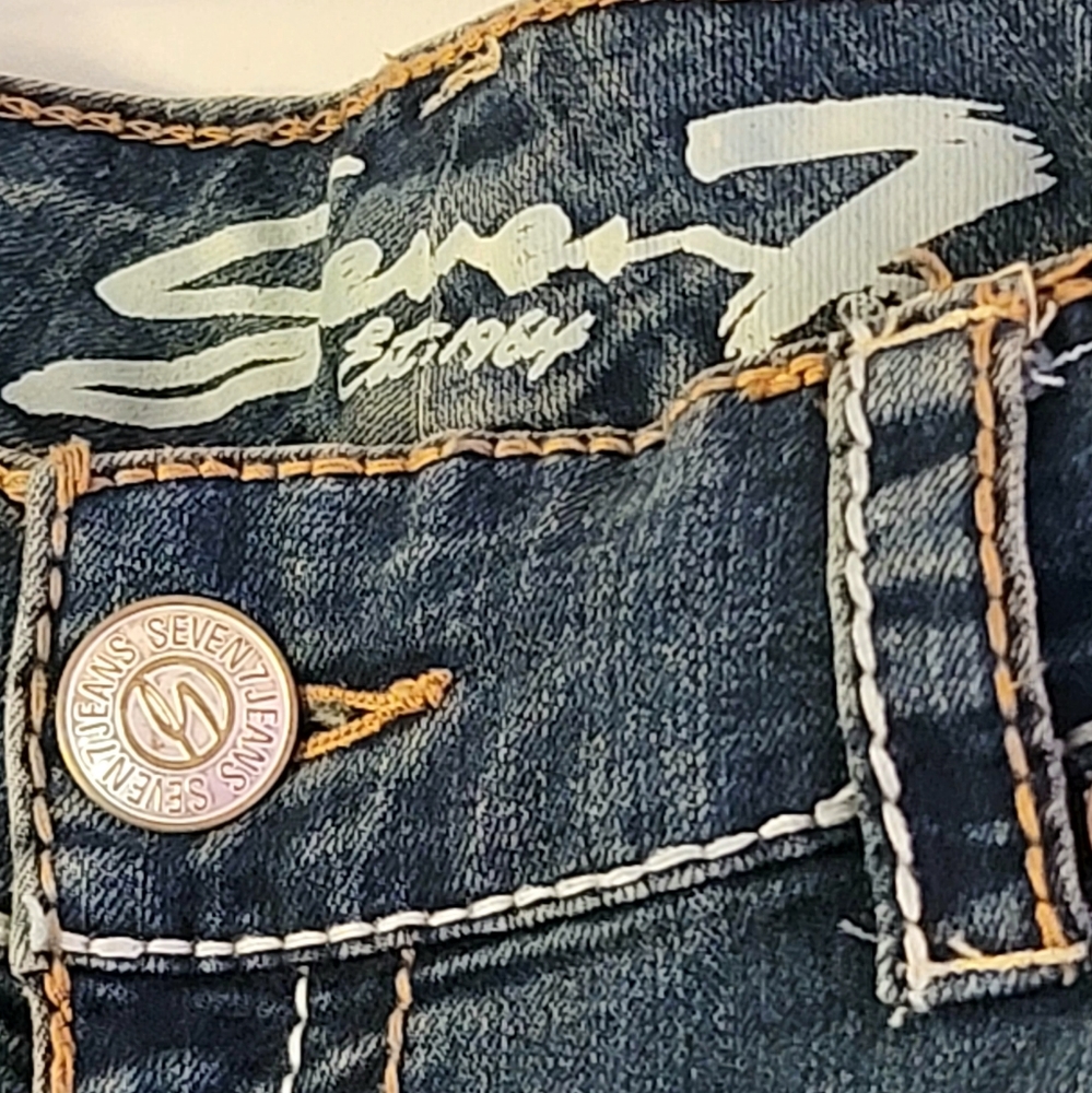Plus Size 32 Seven7 Women's Distressed Bootcut Denim Jeans